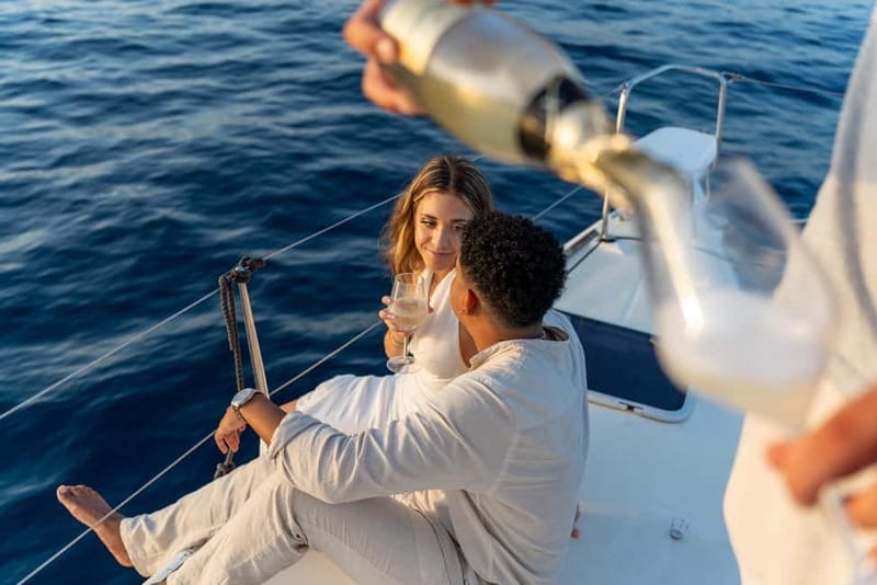 Barcelona: Catamaran Cruise w/ Sailing, Wine, & Tapa - The “swim stop” in the Mediterranean: fun, simple, and practical