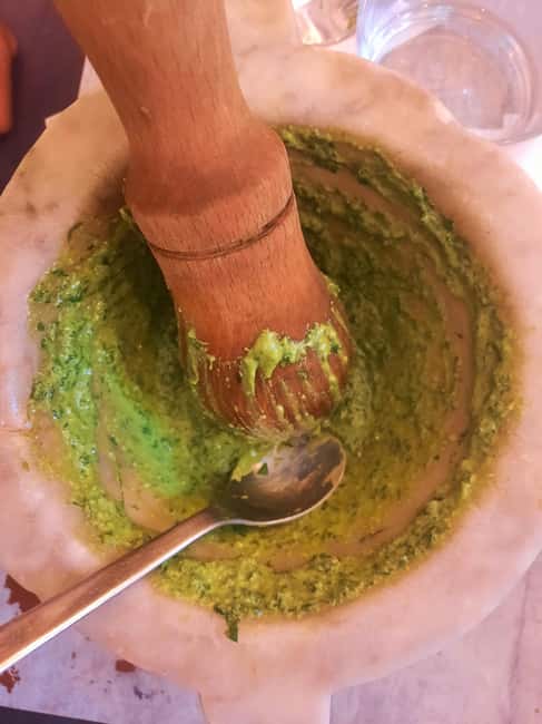 Cinque Terre: Pesto Making Class with Wine and Food Tasting - Pesto class in a Cinque Terre cellar steps from Vernazza