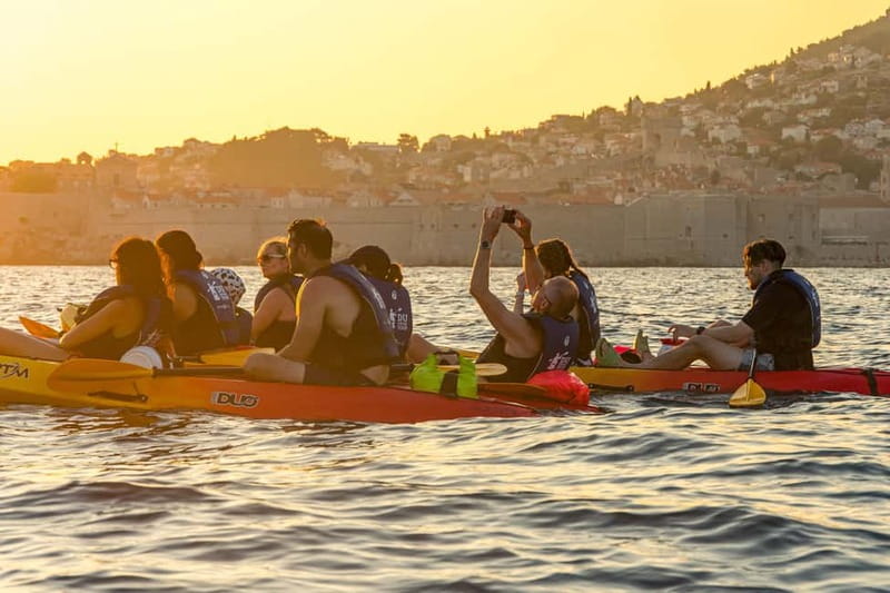 Dubrovnik: Guided Sunset Sea Kayaking Tour with Wine - Lokrum Island: a calmer coastline break with big photo potential
