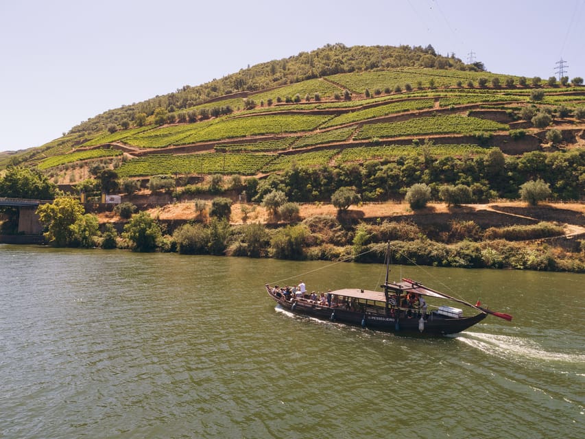 From Pinhão: Douro Valley Rabelo Boat Tour with Port Wine - The 2-hour route upstream: Quinta to Quinta, bridge to dam