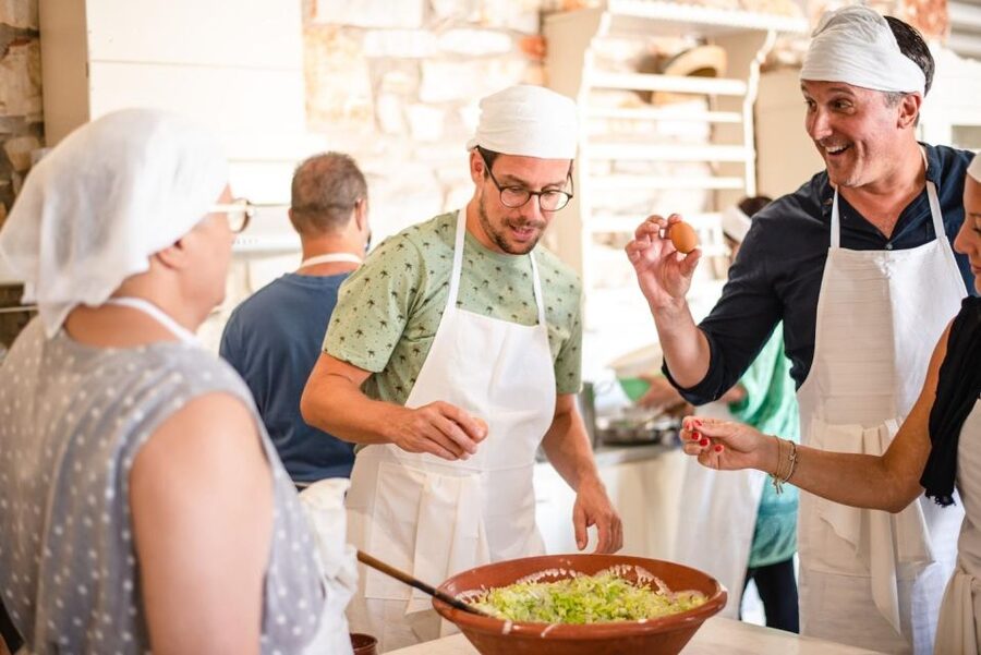 Greek Cooking Class with a Local Chef, Wine, & Meal in Drios - Welcome aperitif: Greek wine and souma before you cook