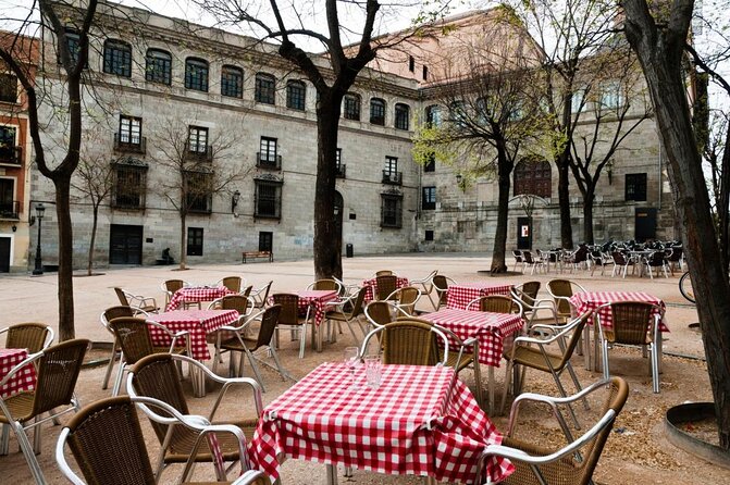 Madrid Local's Wine and Tapas Lunch Tour with a side of History - Plaza de Isabel II: the first wine and croquetas setup
