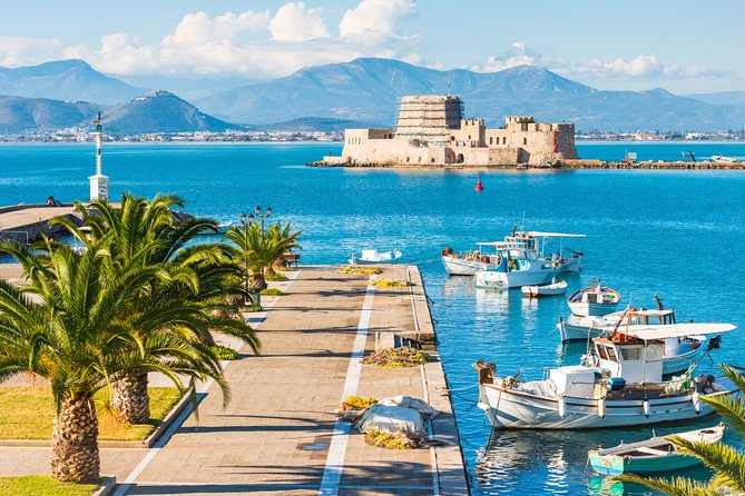 Mercedes Private Tour Nafplio, Corinth Canal, Nemea Wine Tasting - Nafplio waterfront, old streets, and Palamidi Castle views