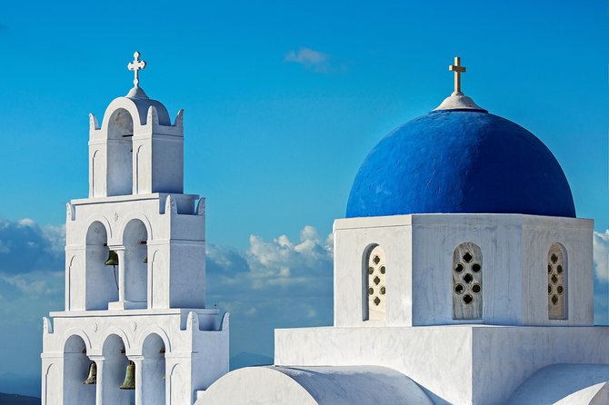 Santorini: 6hr Private Tour with Olive Oil, Beer or Wine Tasting - Firostefani for the blue-domed church photo moment