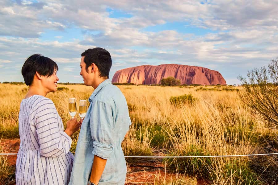 Uluru: Sunset, Sparkling Wine, Cheeseboard & Gourmet BBQ - From resort pickup to sunset: setting you up for the color change